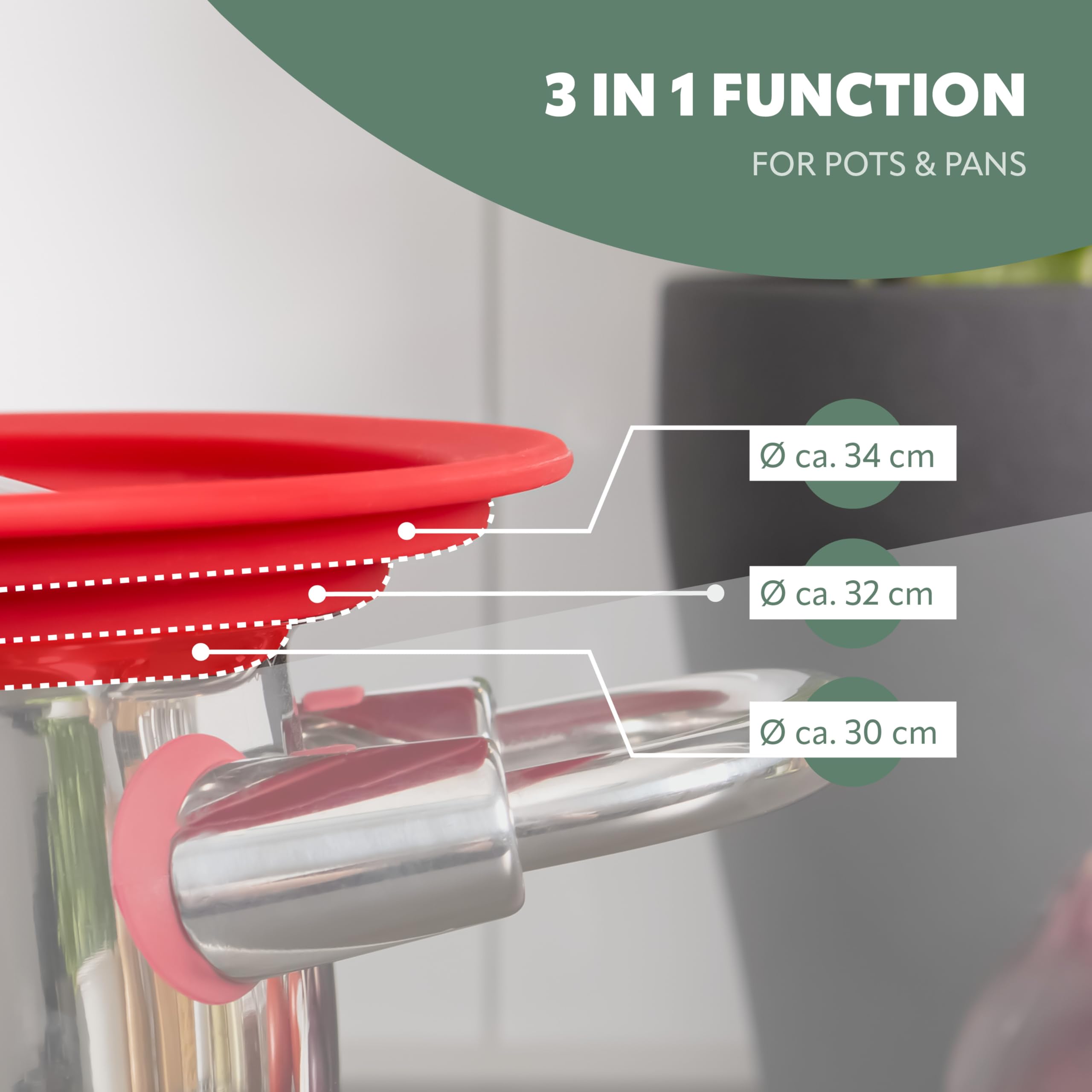 bremermann? coperchio universale con bordo in silicone, 30/32/34 cm, grande (Rosso)