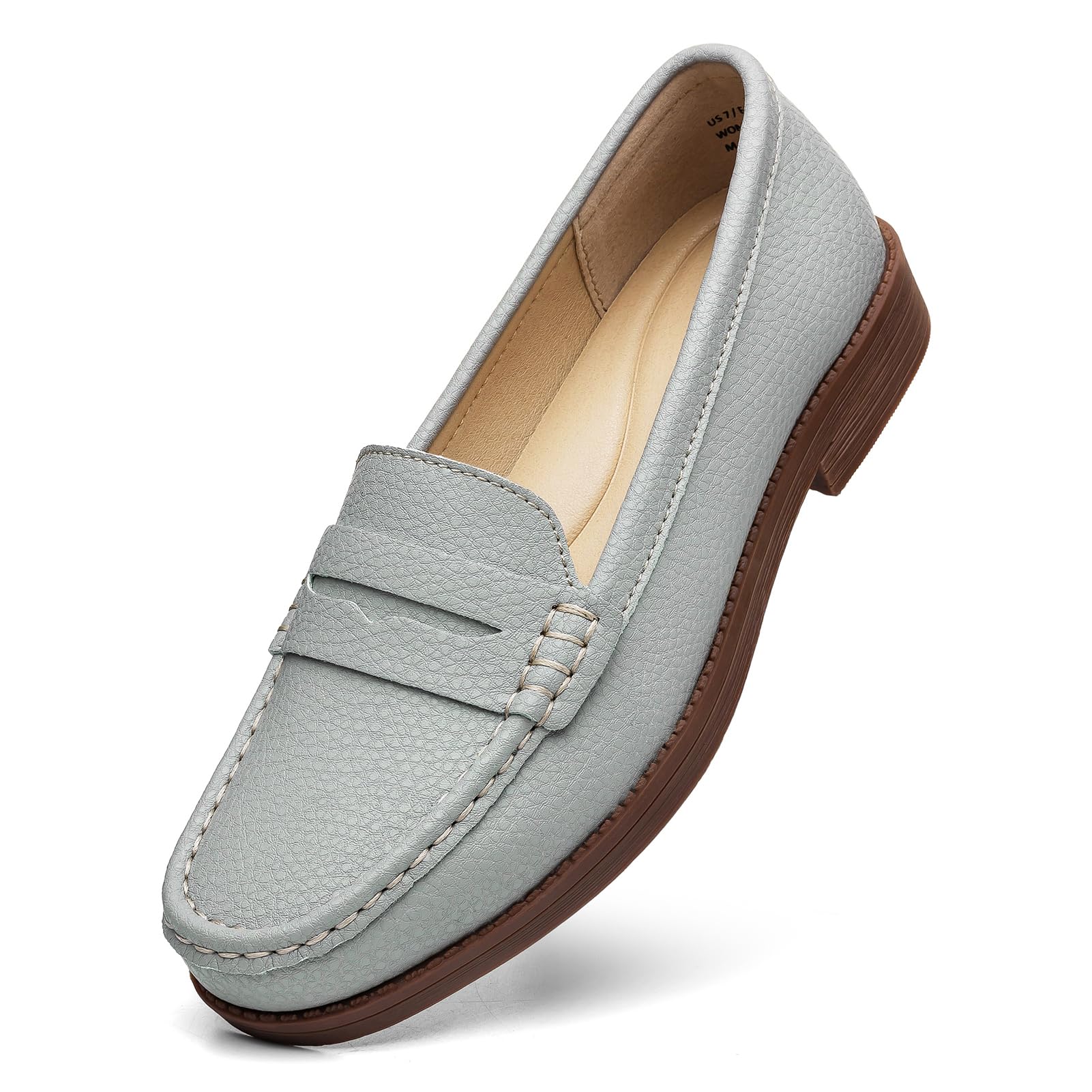 Women's Comfortable Leather Penny Loafers Slip On Business Casual Dress Shoes Lightweight Office Work Flats Everyday Walking Shoes for Women — view 28