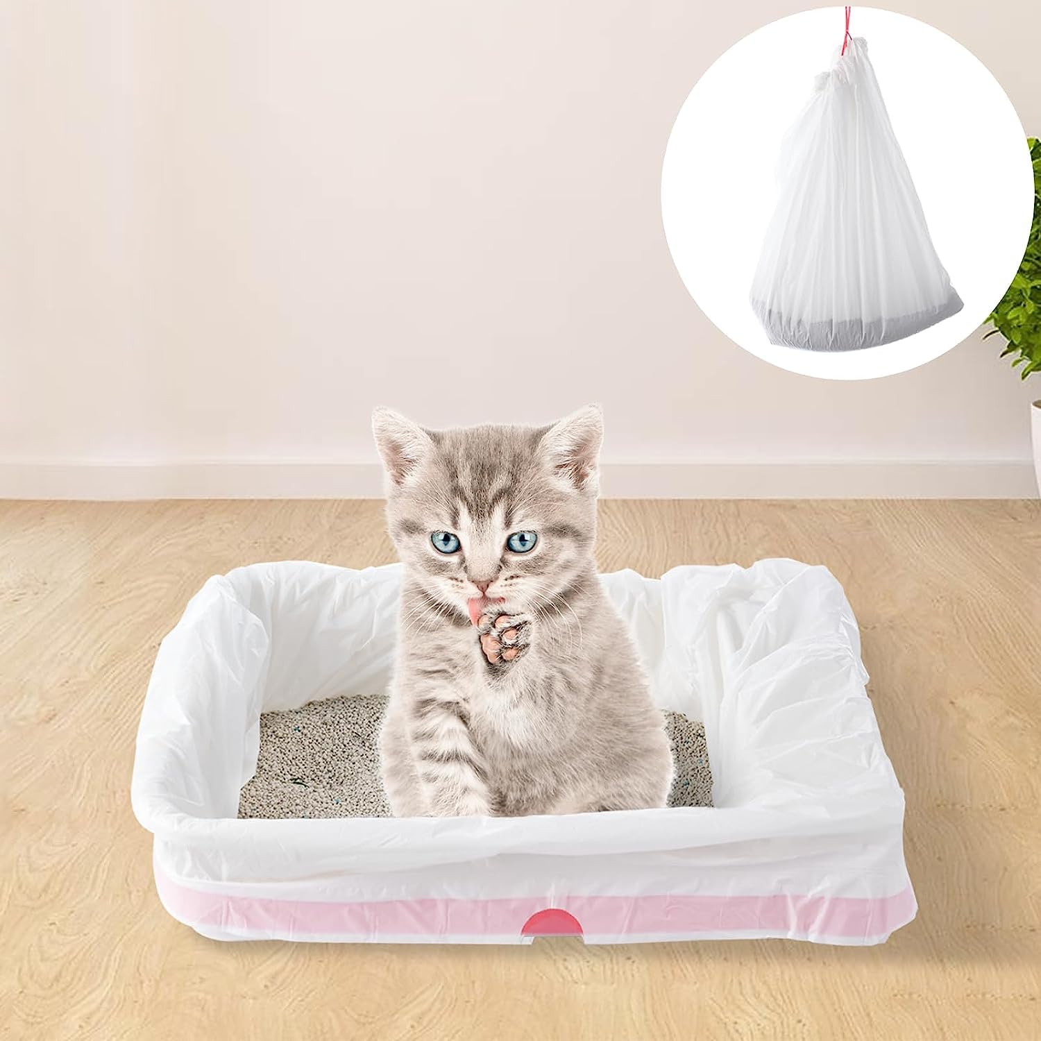 30 Bolsas De Arena Para Gatos De 85 X 39 Cm Con Cordón, Bolsas Extragrandes Y Resistentes Para Bandejas De Arena, Bolsas De Basura Para Mascotas, Caja De Arena Para Gatos, Suministros Para Gatos