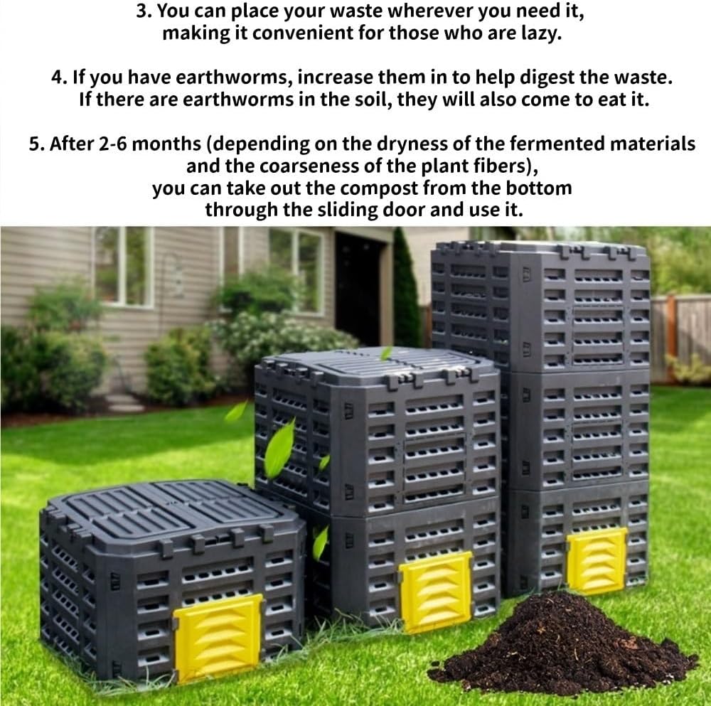 Plastic Outdoor Compost Bin, Fertilizer Fermentation Box, Garbage Compost Bin Suitable for Kitchen, Yard and Courtyard(Green)