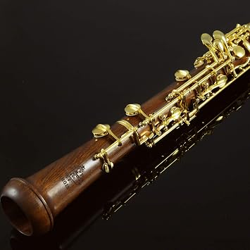 Rochix Oboe Professional Performance Level RHG13 Redwood Body Gold Plated Semi Automatic C Tone with 2 Reeds, 1 Cleaning Cloth, 1 Oboe Swab, 1 Thumb Rest, 1 Case and More
