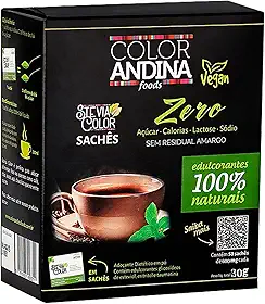Adoçante dietético em pó | Color Andina | display com 50 sachês de 800 mg