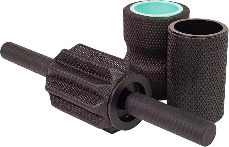 3-in-1 Muscle Roller, Deep Tissue Foam Massager, 4x4x24 Inches | Handheld Muscle Roller, 3 Interchangeable Massage Rollers, Trigger Point Recovery, Leg Roller and Massage Stick