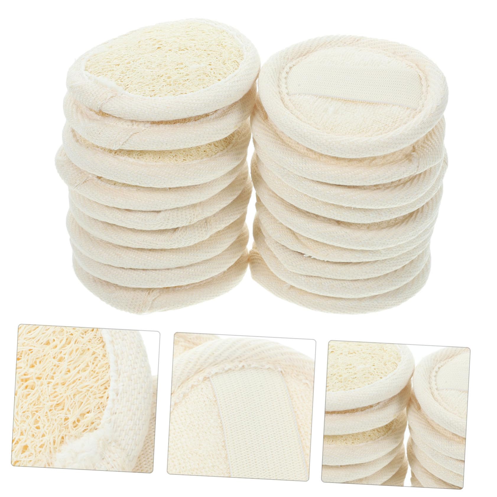 Baluue 18 Stück Luffaschwammpads Runde Gesichtspads aus Natürlichem Loofah mit Massagefunktion zum Abschminken und Sanften Gesichtsreinigung zu Hause der Dusche