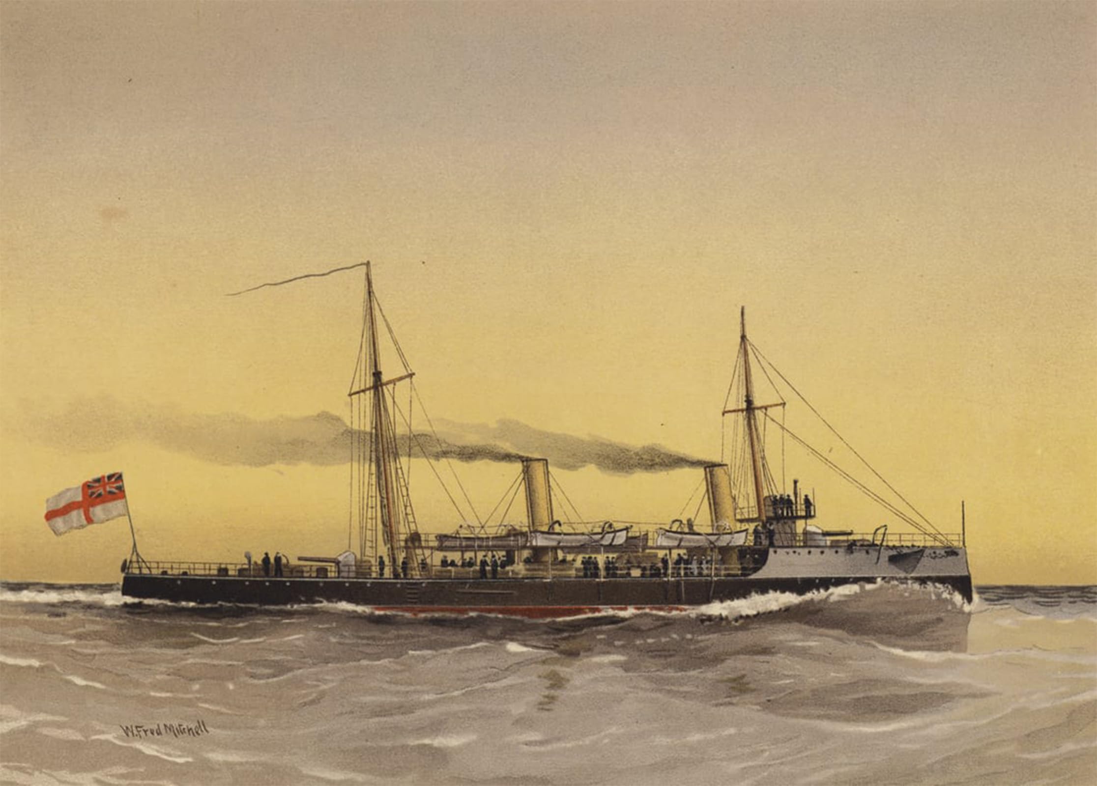ARTXLXXBN Famous Print Painting Colorful Art Print Hms Speedwell Torpedo Gunboat by William Frederick Mitchell Canvas Art Decorations for Home Decor 60x90cm