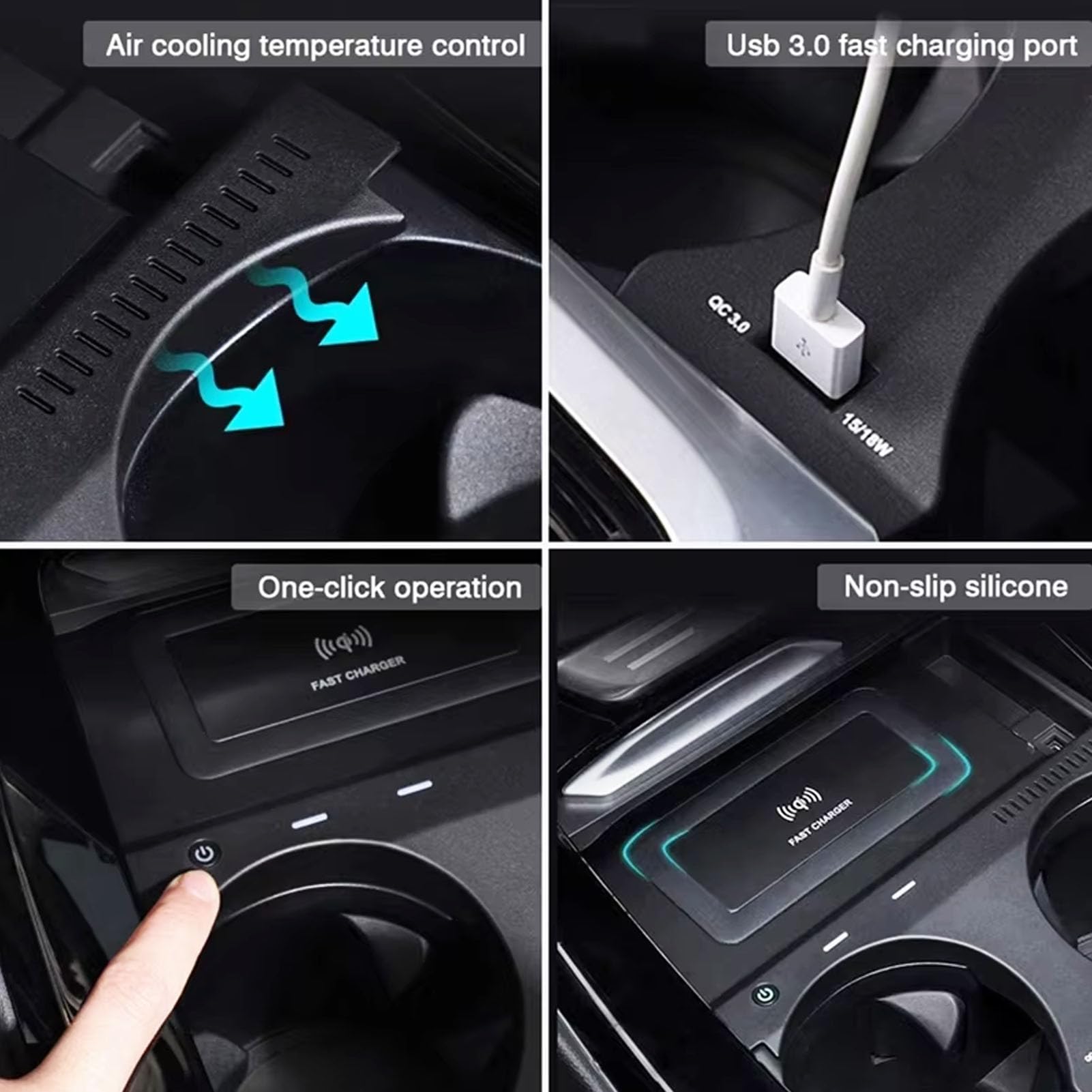Ładowarka Samochodowa z 15W Bezprzewodowa + 27W USB do BMW 2018-2024 X3/X4, 2019-2024 X3M/X4M, 2021-2024 iX3 Konsola środkowa Akcesoria do Tuningu Wnętrza dla i-Phone Sam-sung