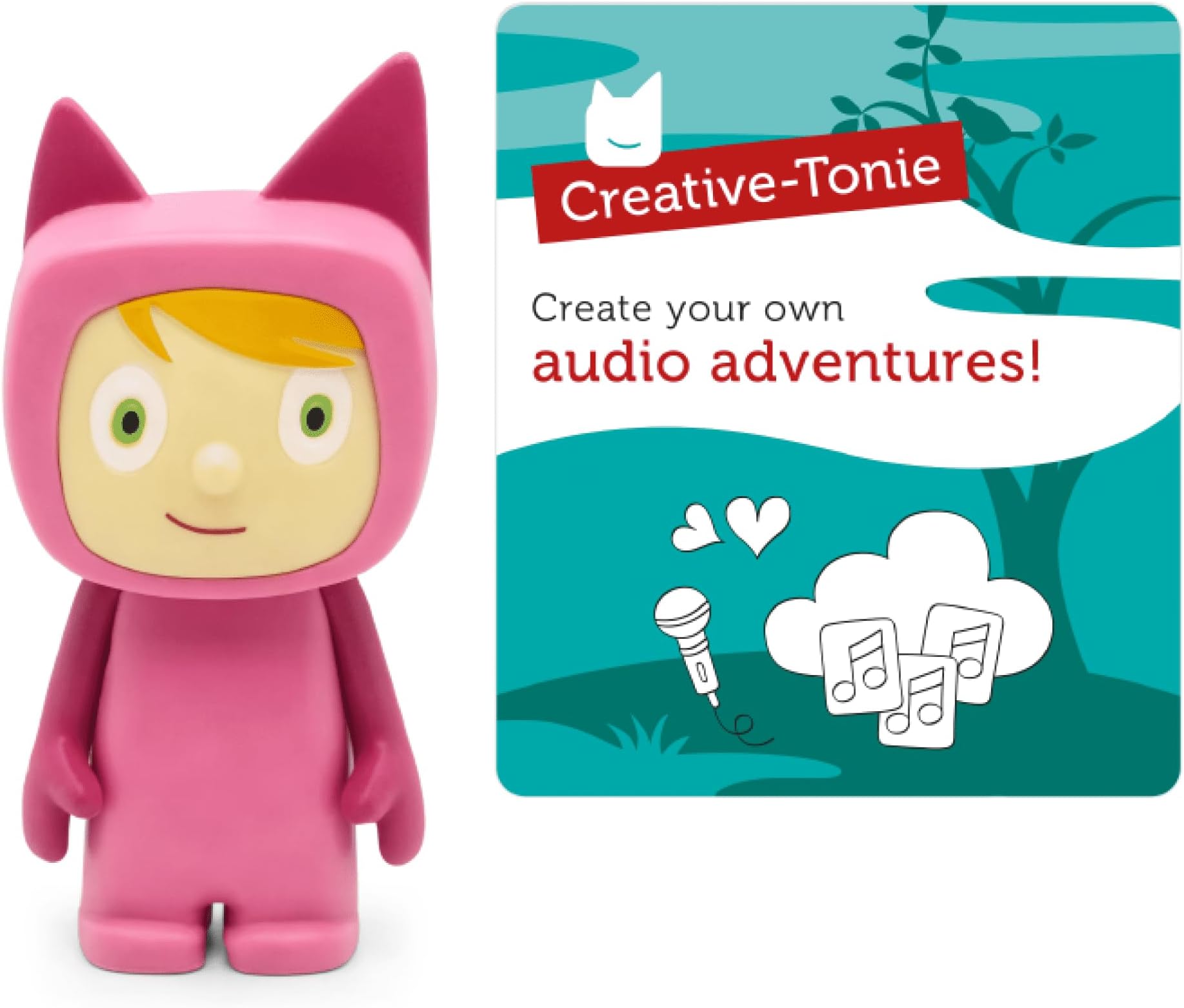 Tonies Creative Audio Character - Record and Upload up to 90 Minutes of Your Own Stories and Songs - Pink/Light
