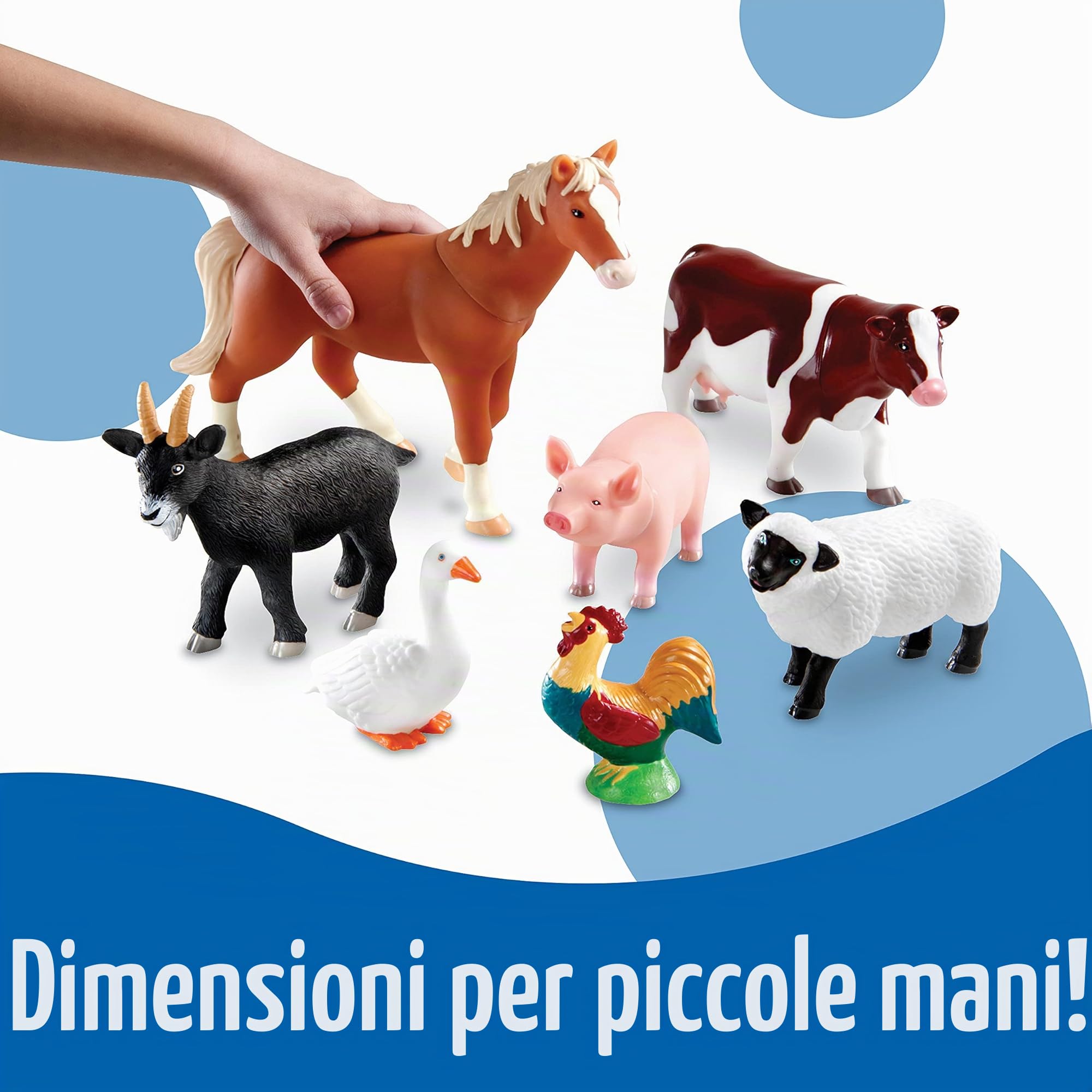 Learning Resources Animali della Fattoria Jumbo, Dai 18 Mesi, Set da 7 Animali in Plastica Resistente, Ideali per Giochi Immaginativi e Attività Montessori
