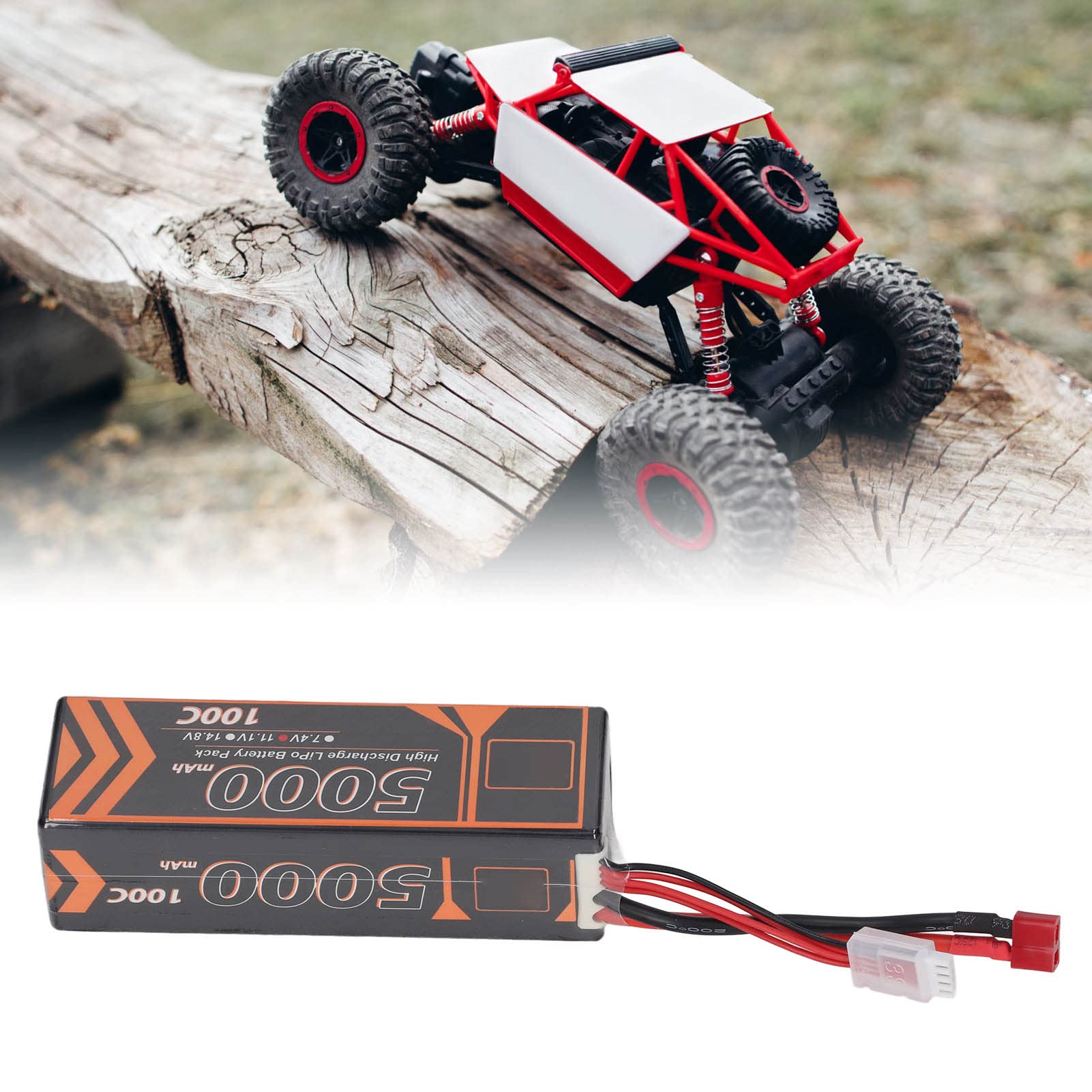 Batteria LiPo RC a Scarica Elevata da 5000 MAh per Quadricotteri FPV Racing, Batteria LiPo 3S da 11,1 V per Slash VXL E Maxx, Accessorio Spina a Forma di T Rossa