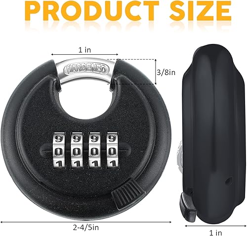 Miniatura 9 de Paquete de 10 cerraduras combinadas de 4 dígitos de acero inoxidable con grillete de acero endurecido para cobertizos, casillero, unidad de