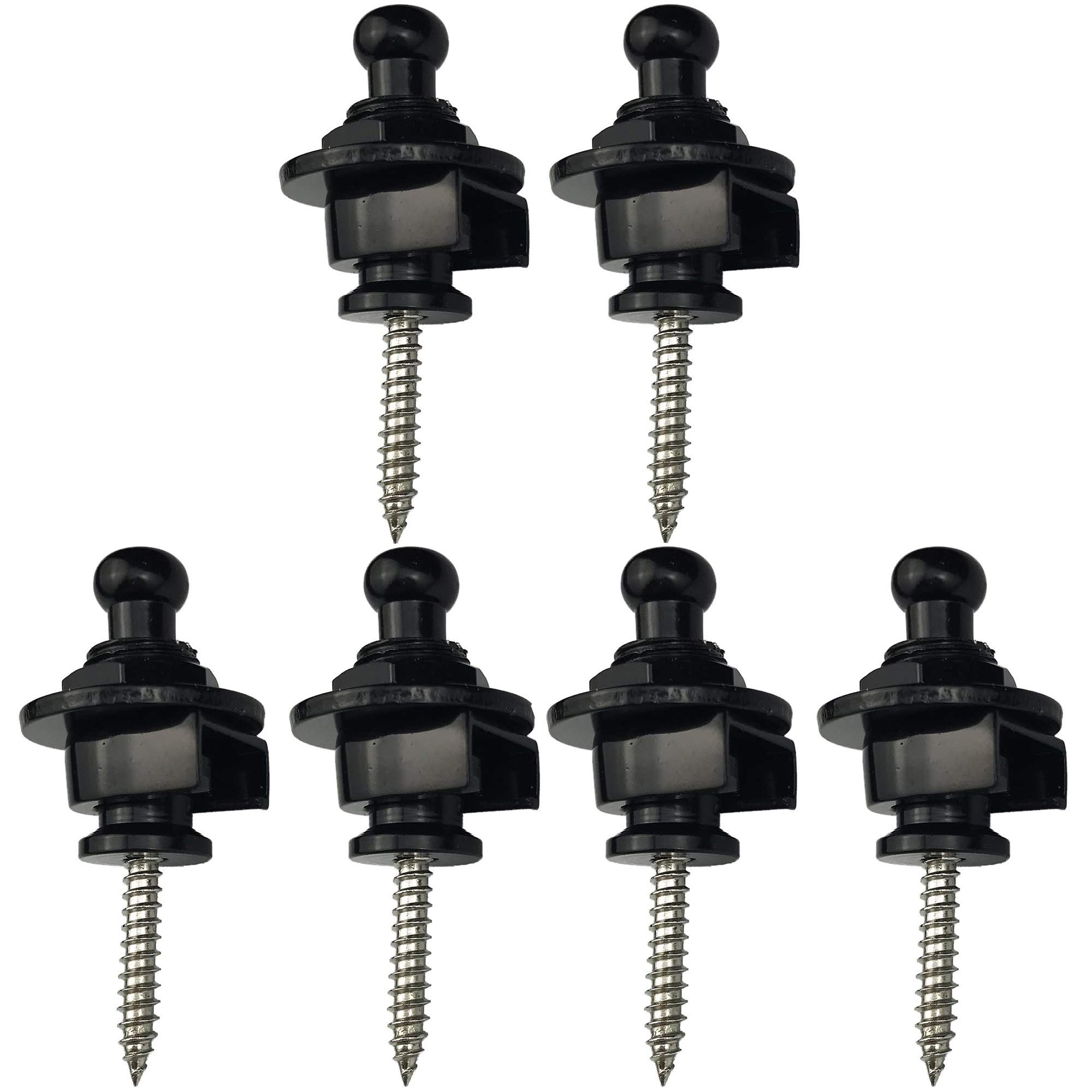 Pofet 5# 6Pcs Guitar Strap Lock Anti-Stripping Lock System For Guitar And Bass Strap - Black