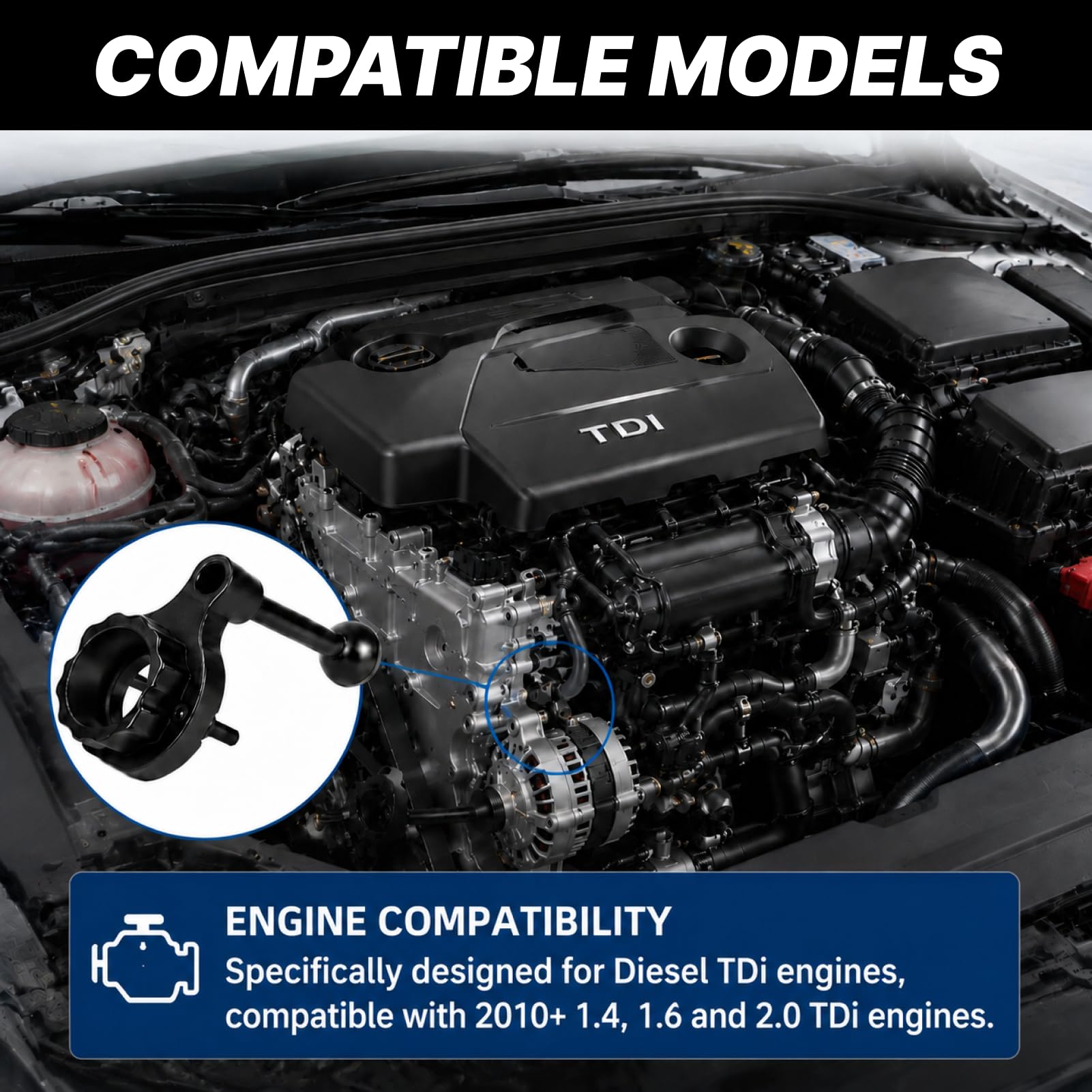 Herramienta de Bloqueo del Cigüeñal 1.4 1.6 2.0 TDI, Herramienta de Calado para Motor 1,4 1,6 2,0 TDI CR t10490