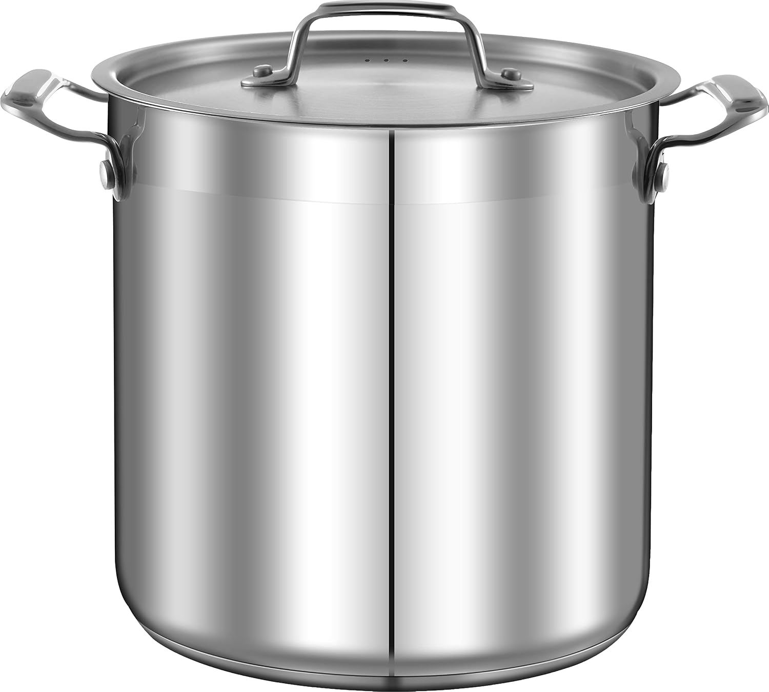 NutriChef Stainless Steel Cookware Stockpot - 20 Quart, Heavy Duty Induction Pot, Soup Pot With Stainless Steel, Lid, Induction, Ceramic, Glass and Halogen Cooktops Compatible - NCSPT20Q