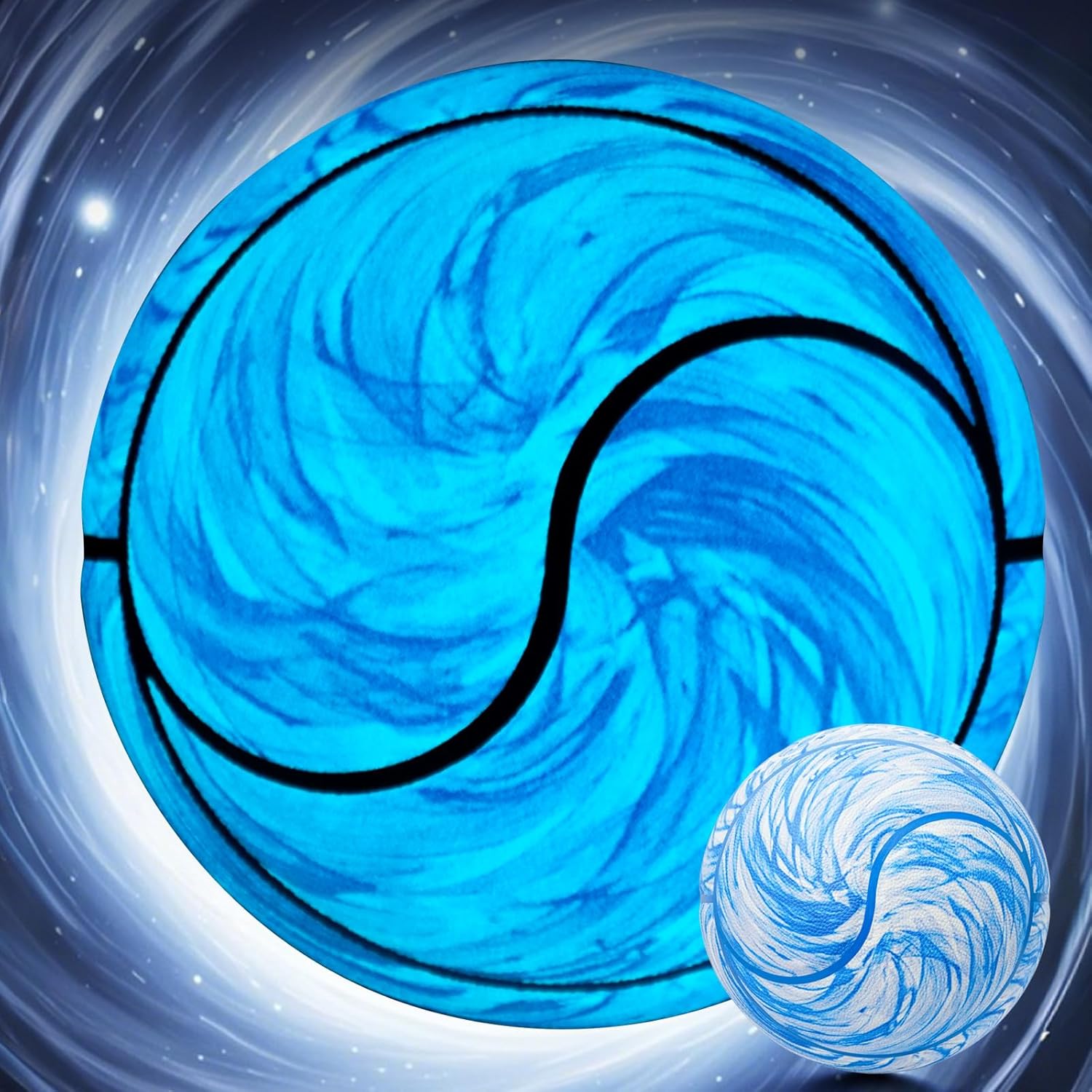 Kuangmi Balón de baloncesto que brilla en la oscuridad, bola de cuero compuesto luminosa que brilla intensamente, regalos para hombres, mujeres,