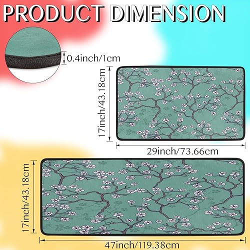 Vista 51 de GUYOS Tapete de cocina acolchado con diseño de mandala dorado, antifatiga, juego de 2 piezas, duradero, resistente a las manchas, parte inferior