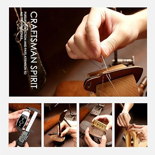 Miniatura 6 de Funda de cuero genuino para llavero inteligente de 4 botones para GMC Canyon Protector de llavero remoto (marrón)