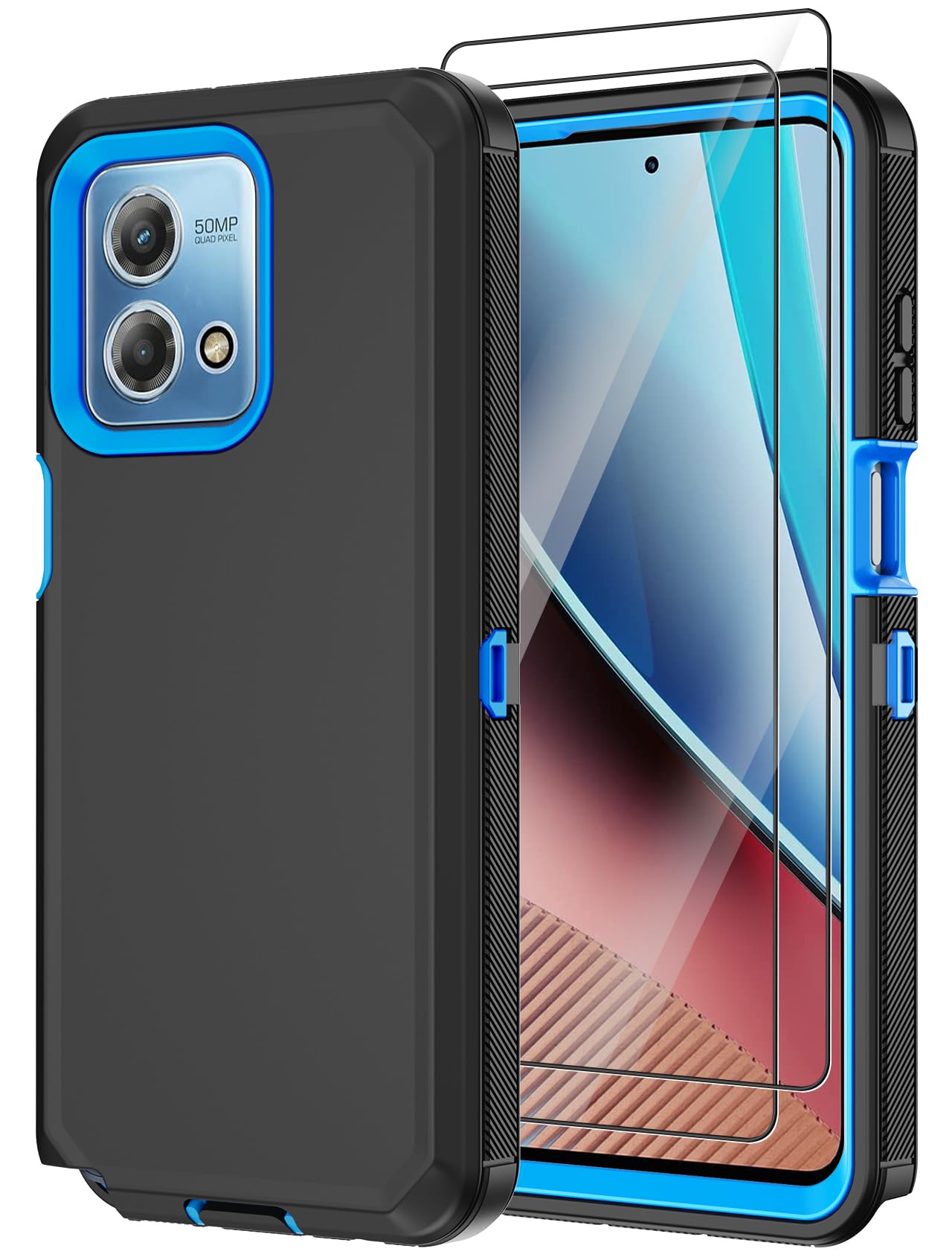 Annymall for Motorola Moto G Stylus 4G 2023 Case with 2 Screen Protector,Full Body Shockproof Drop Protection Dustproof Heavy Duty 3-Layer Military