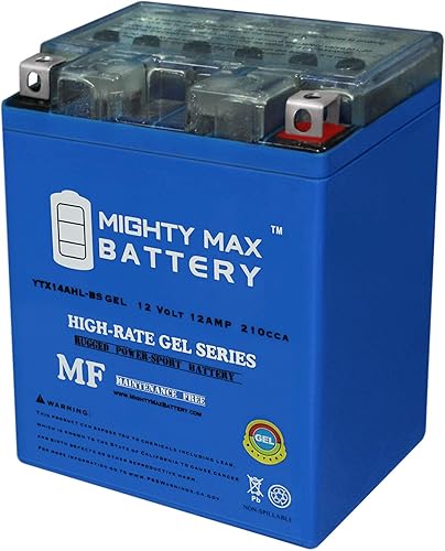 Mighty Max Battery YTX14AHL GEL -12 voltios 12 AH, tipo GEL, 210 CCA, recargable sin mantenimiento SLA AGM batería de motocicleta
