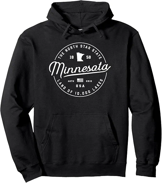 Warm Minnesota Hoodie, Badge Logo Hooded Sweatshirt Pullover Hoodie