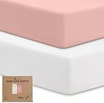 2-Pack Baby Crib Sheets for Boys Girls, Thicker 100% Organic Cotton Crib Mattress Sheets Neutral, 52”x28” Crib Sheets Fitted for Standard Crib & Toddler Bed Mattress