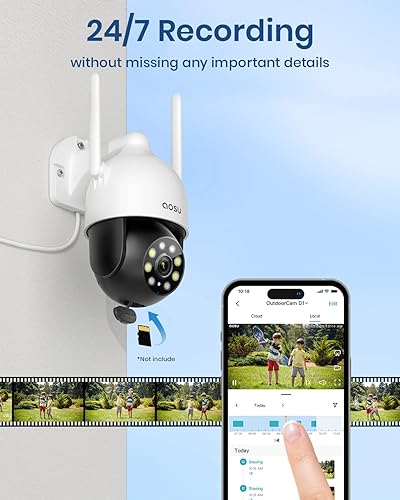 Miniatura 7 de AOSU Cámara de seguridad 2K para exteriores con escenas panorámicas de inclinación de 360 preestablecidas y crucero temporizado, la cámara WiFi