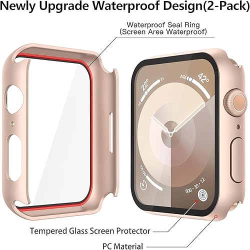 Miniatura 83 de Misxi [Paquete de 2] - Funda impermeable con botón para Apple Watch Series 6, SE, Series 5, Series 4 de 40 mm, funda protectora anticaídas de 1