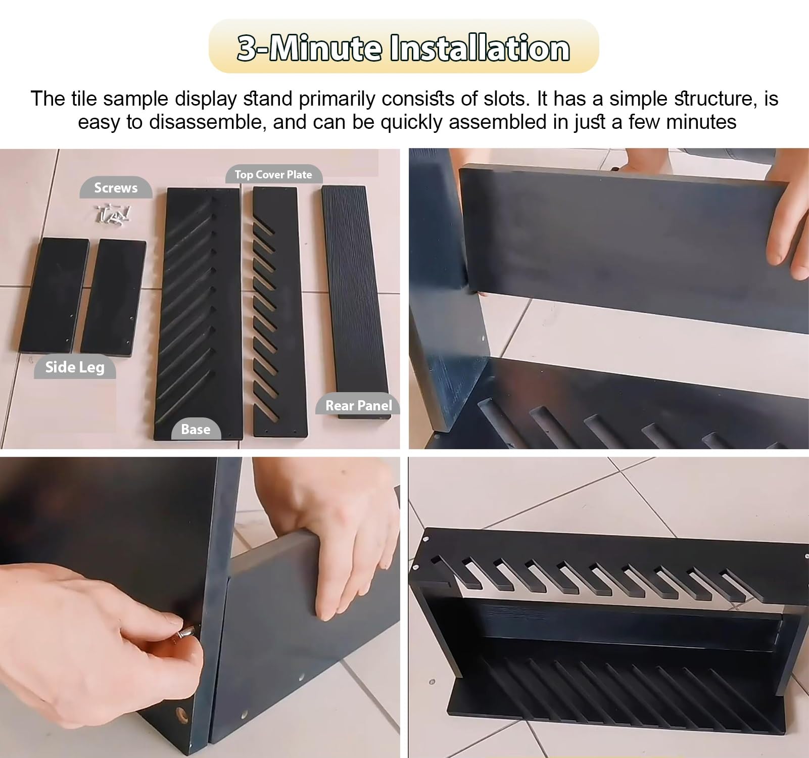 Estante de ExhibicióN de Azulejos Estante Inclinable para Muestras de Pisos de Madera, Expositor Abatible para Azulejos con 12 Ranuras de Profundidad(Slot Width-2cm (0.8"))