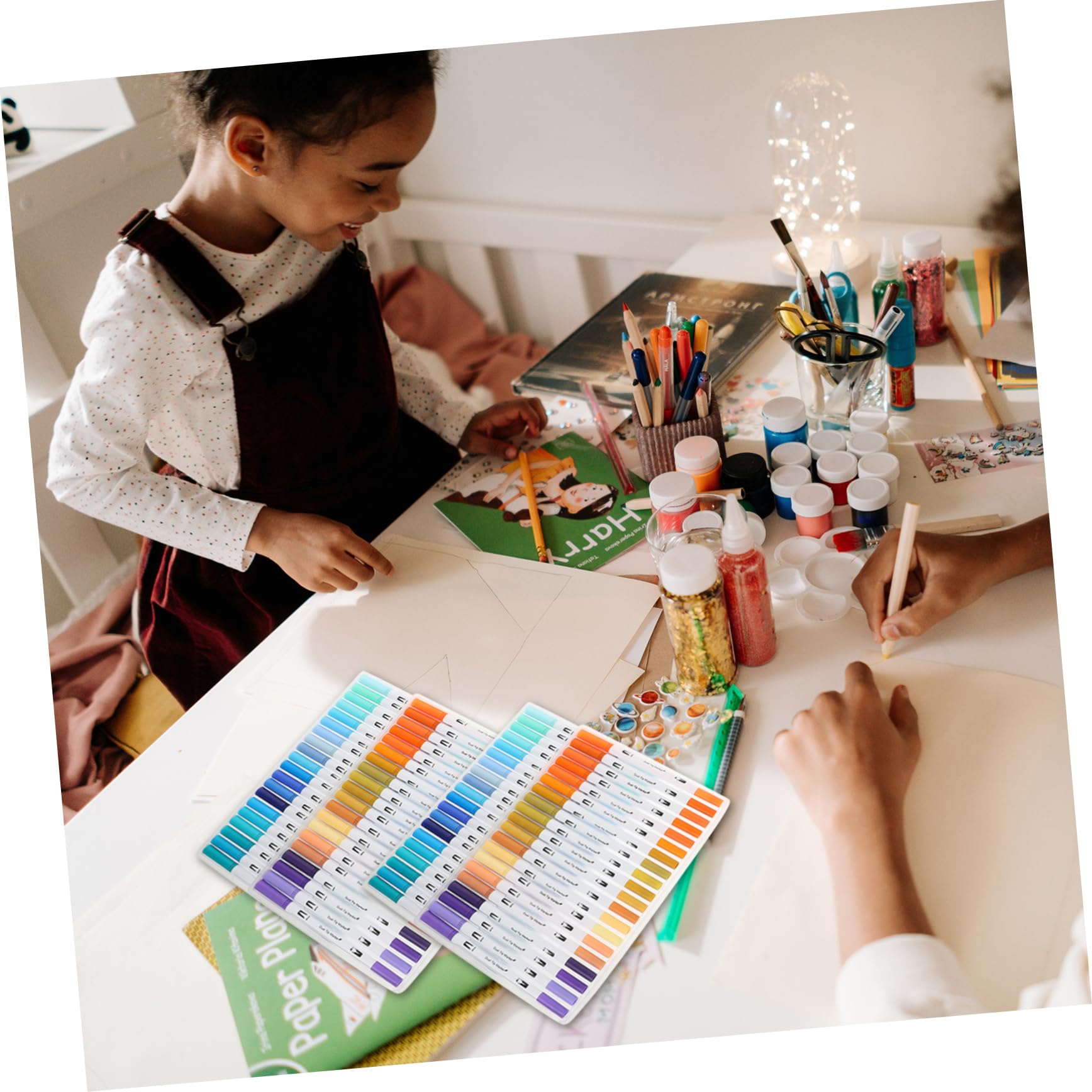 Artibetter 100pièces Feutres à Double Pointe pour Coloriages Garçon Fille Feutres à Pointe Pinceau pour Coloriage Outil De avec Fine Et Pinceau