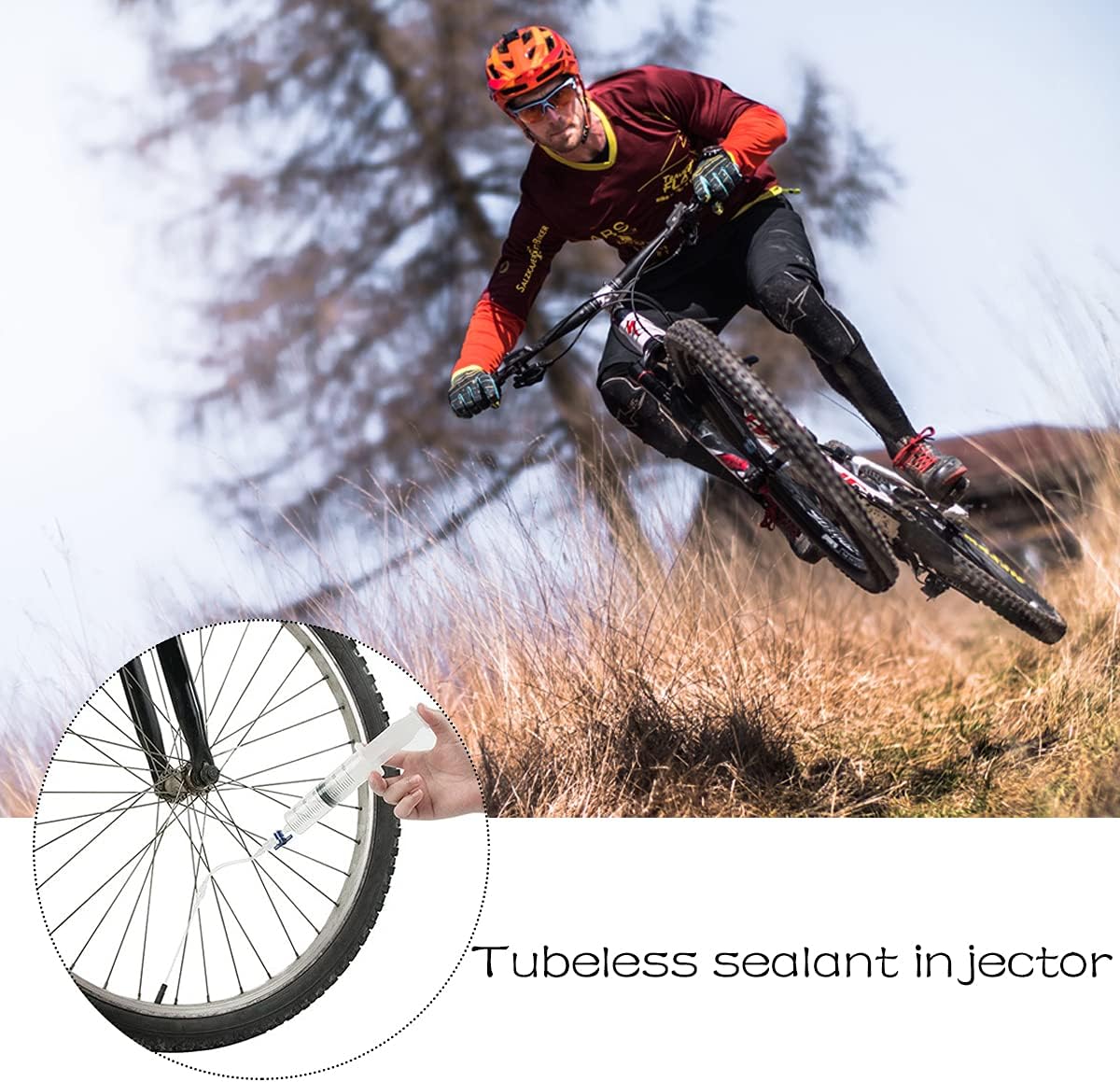 Yatiale Bicycle Tubeless Tire Sealant Injector Syringe Kit,with Bike