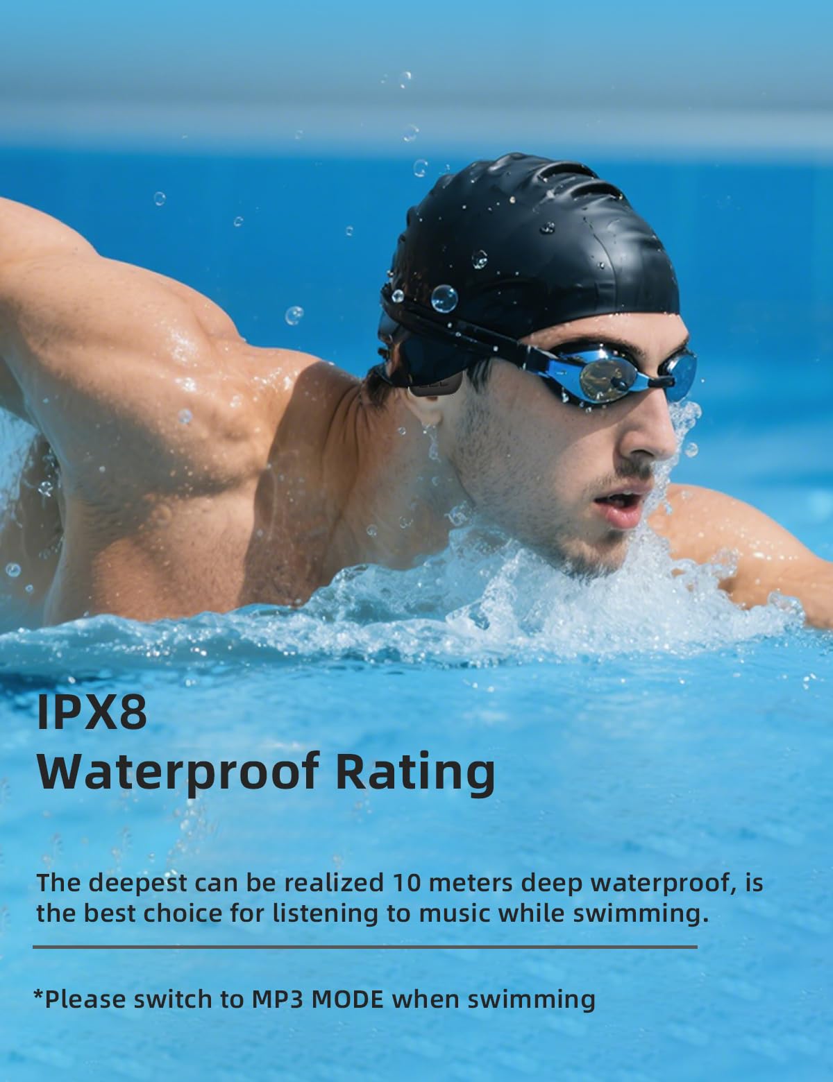 IPX8 Wasserdichte Schwimm-Ohrhörer 8 GB SpeicherBluetooth 5.4 - Dettaglio