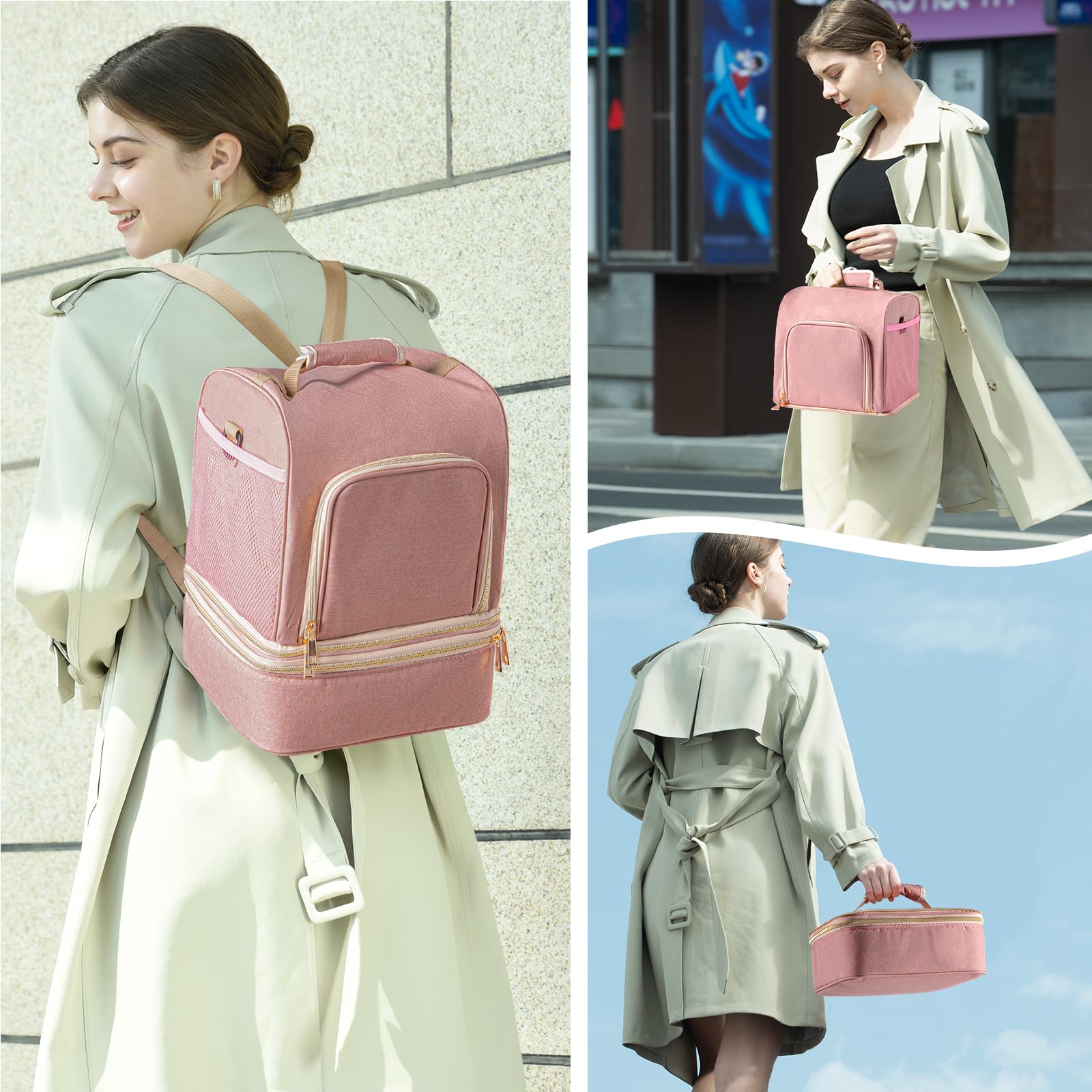 NCVI Bolsa para sacaleches, mochila compatible con Spectra S1, S2, Medela, bolsa de leche materna separable de doble capa con enfriador, bolsa de pañales multifuncional para trabajar y amamantar fuera