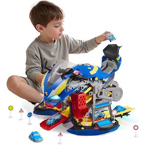 VEVOR Motorcycle Engine Toy, 25 Pieces, Motorcycle Mechanic Toy with Removable Parts, Lights & Sounds, Simulated Riding & Track Racing, Kids Mechanic Workshop Set for Toddler 3 Years and Up, Blue