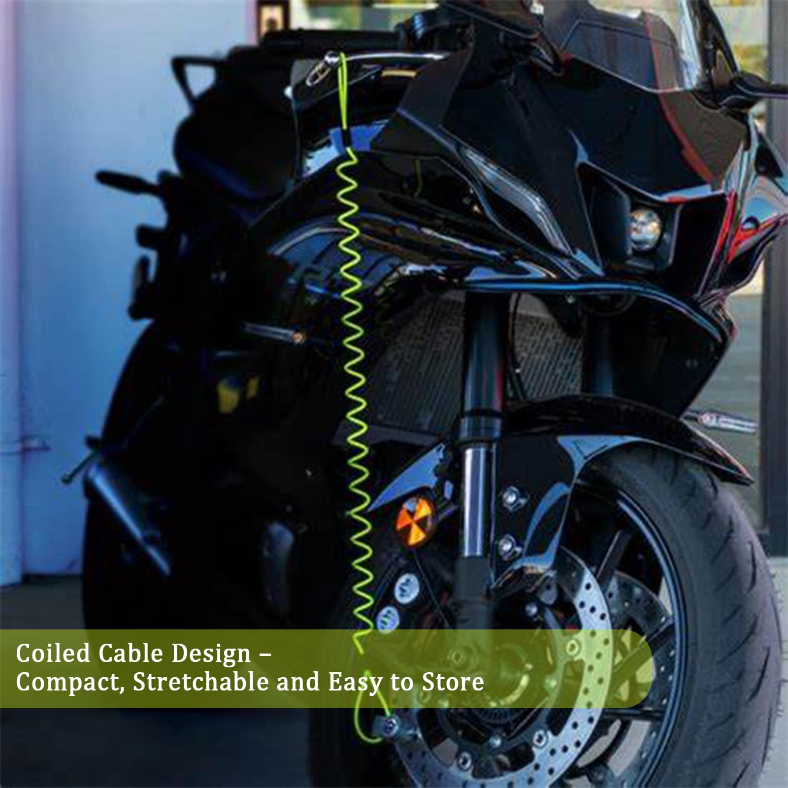 2PCS Disc Lock Reminder Cable, Motorcycle Disc Lock, Bright Coiled Disc Lock with Strong Visibility, Durable Steel Disc Lock Motorbike Accessory for Daily Commuting and Travel — view 4
