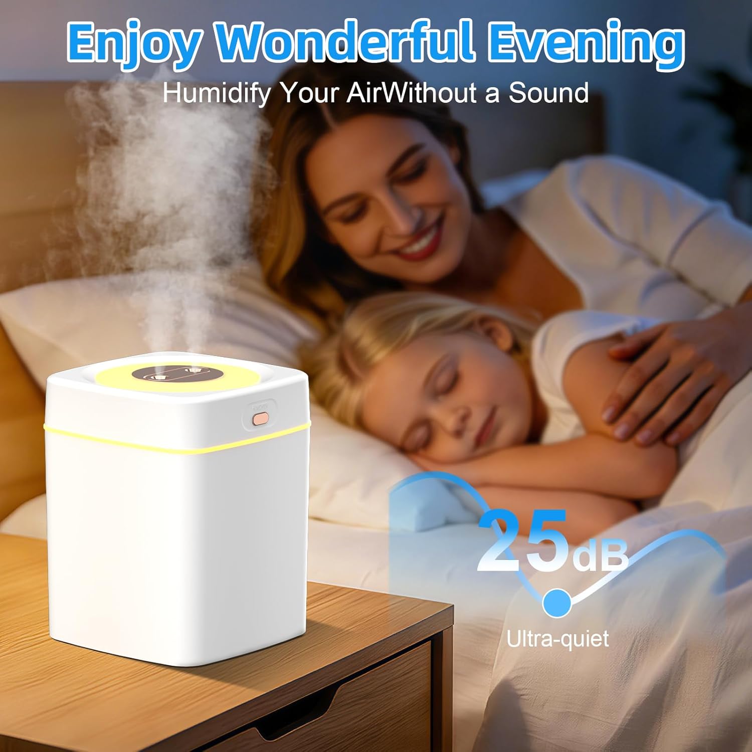 Portable Small Humidifiers for Bedroom, 3L Aroma Diffuser for Home Personal Desktop Plant Humidifier Indoor Fragrance Aroma Diffuser with 2 Modes, Night Light and Auto-Off