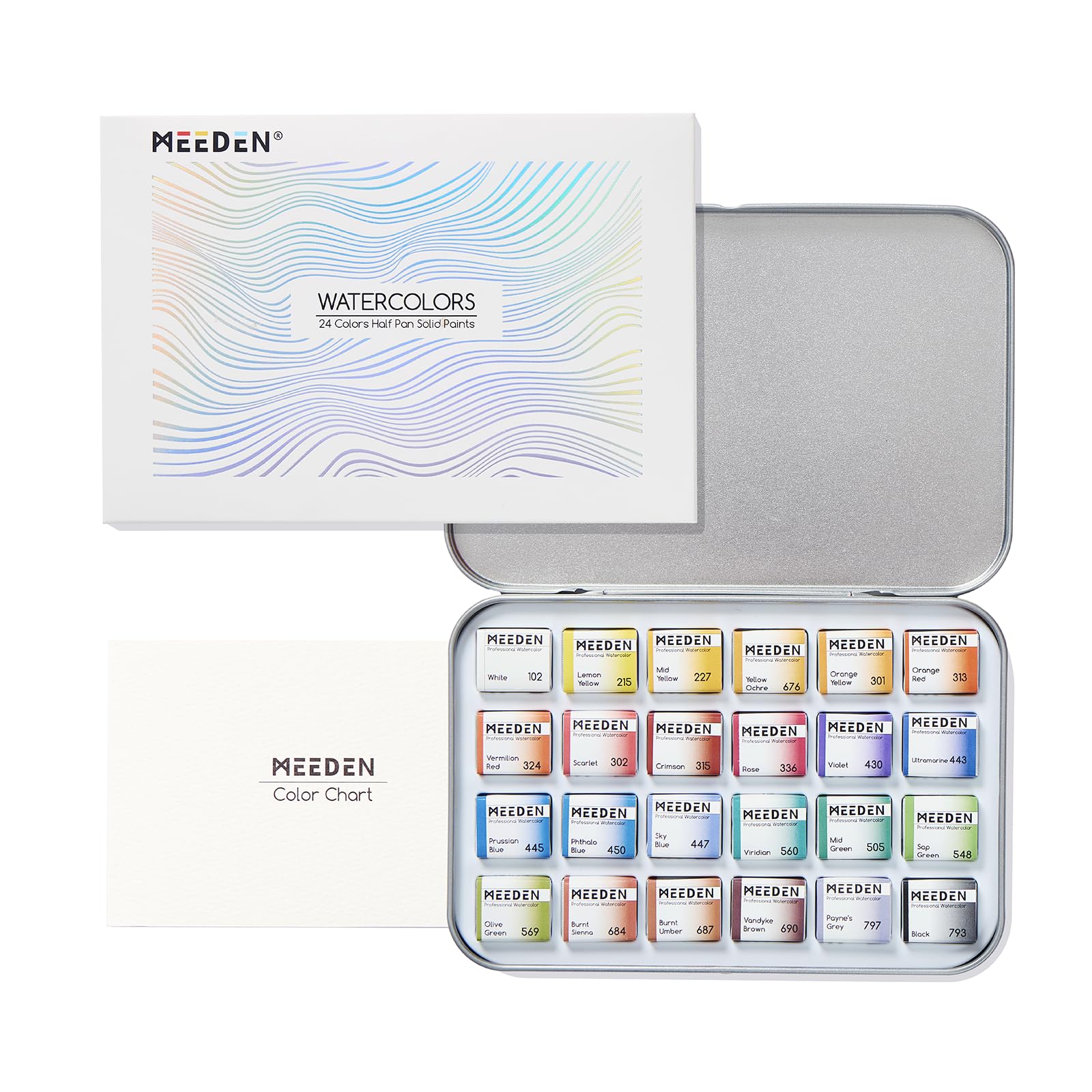 MEEDEN Professional Watercolour Paint Set: 24 colours Semi-Moist Sets