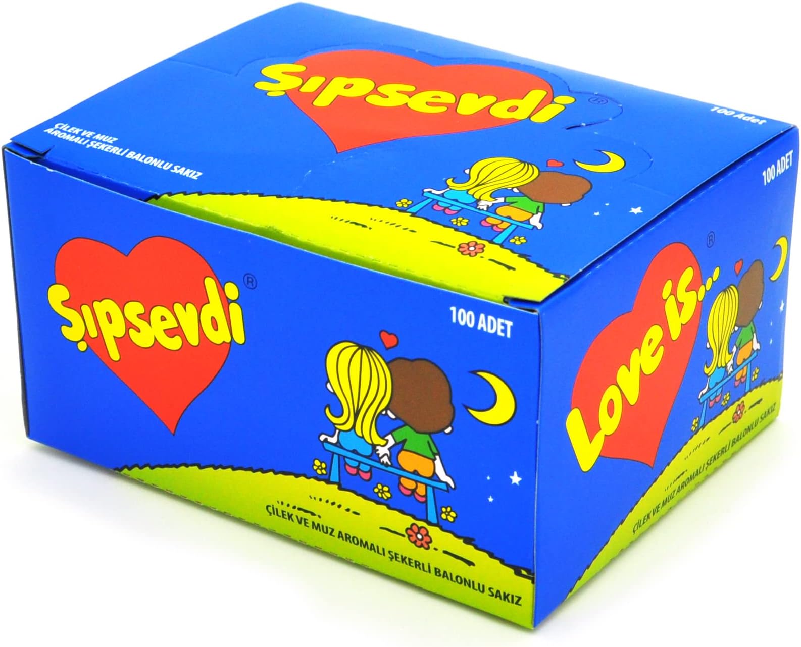 Love Is (Sipsevdi) Bubble Gum, Strawberry and Banana Flavoured Sugar Gum 1 Pack 100 Pieces