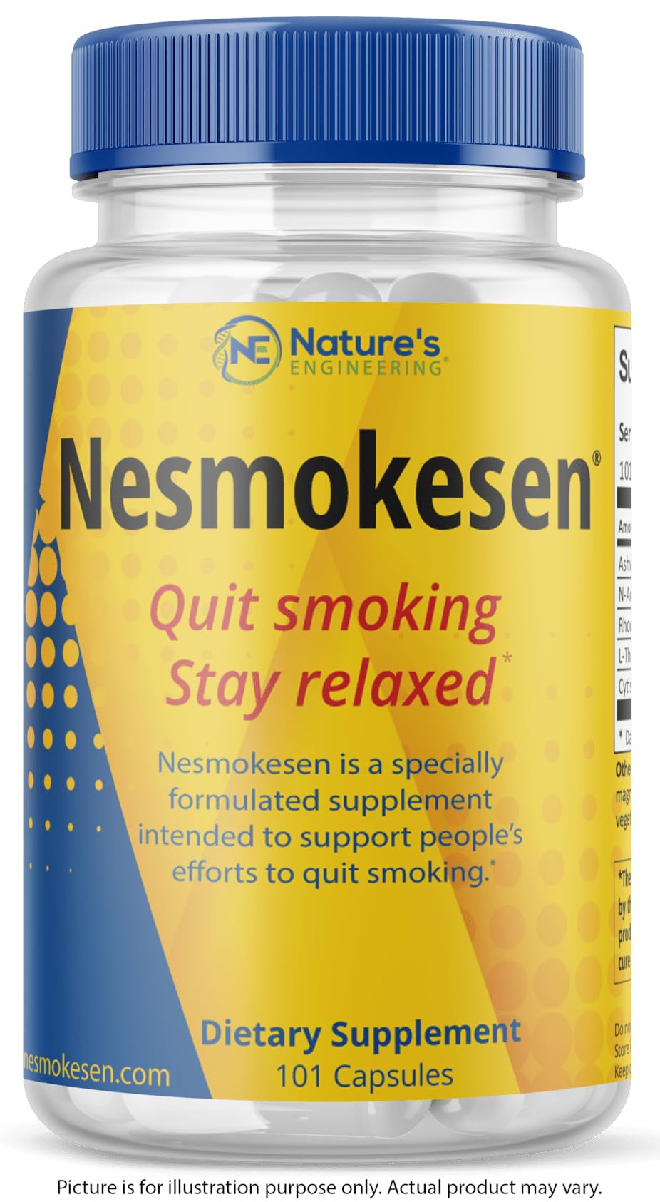 Nesmokesen - Quit Smoking Stay Relaxed, (101 Capsules / 25 Days Supply) Made in The USA