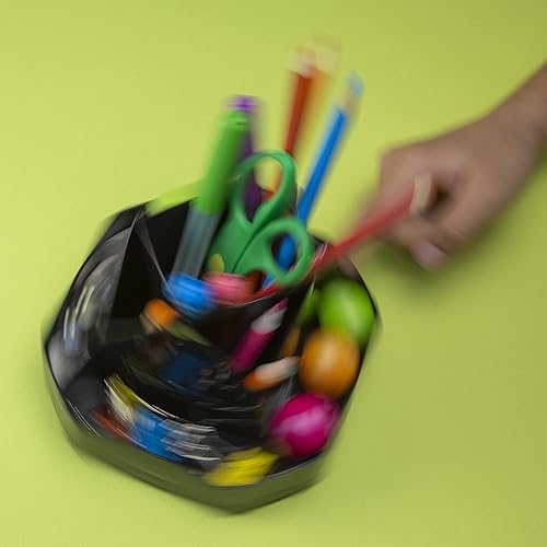 Miniatura 5 de Officemate Organizador giratorio compacto reciclado, 9 compartimentos, 5.5 pulgadas de ancho x 5.5 pulgadas de profundidad x 3.875 pulgadas de alto,