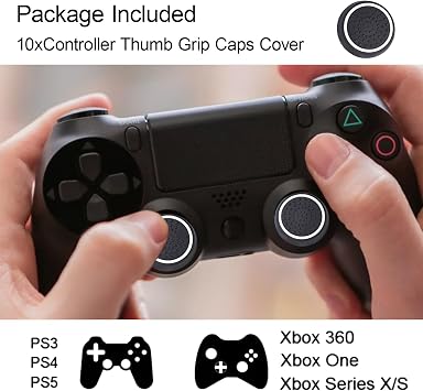 10 Pcs Silicone Thumb Grip Caps,Silicone Analog Stick Thumb Grip Caps Cover Joystick Controller Performance Replacement Thumb Grips Compatible for PS3/PS4/PS5/XBOXONE 360 Controllers