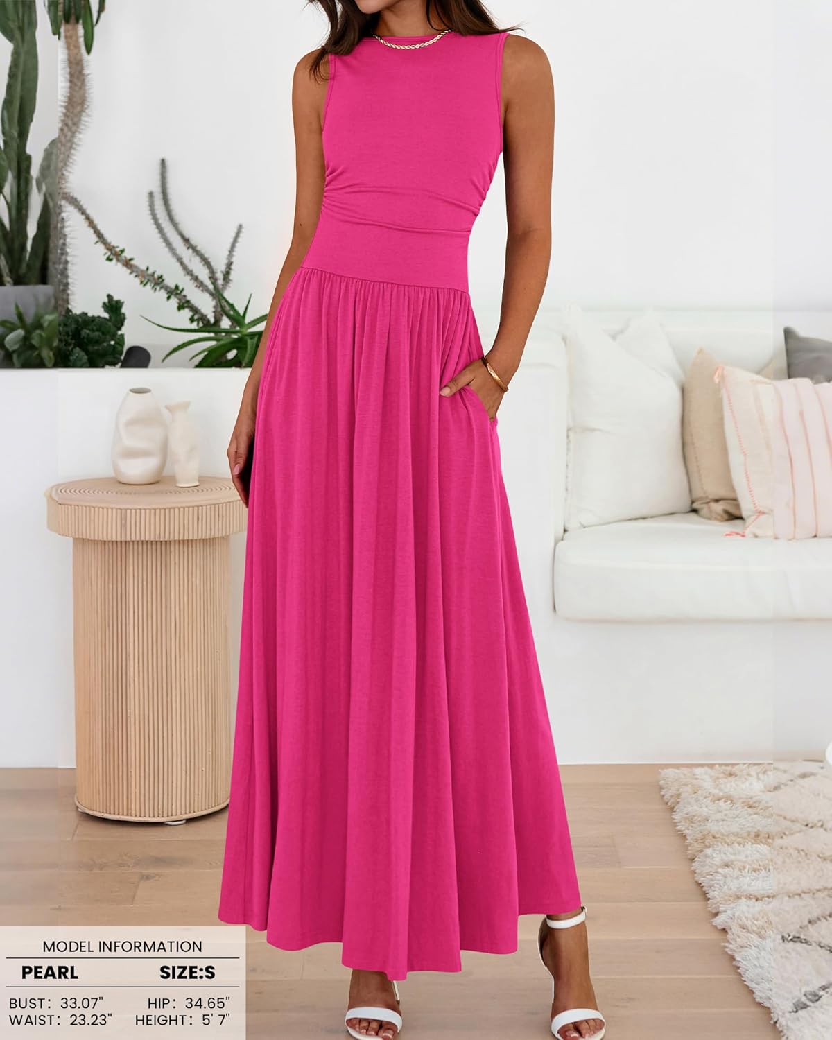 BTFBM Summer Maxi Dresses for Women 2026 Spring Sleeveless Casual Ruched High Waisted Long Sundress Flowy Beach Dress - Image 2