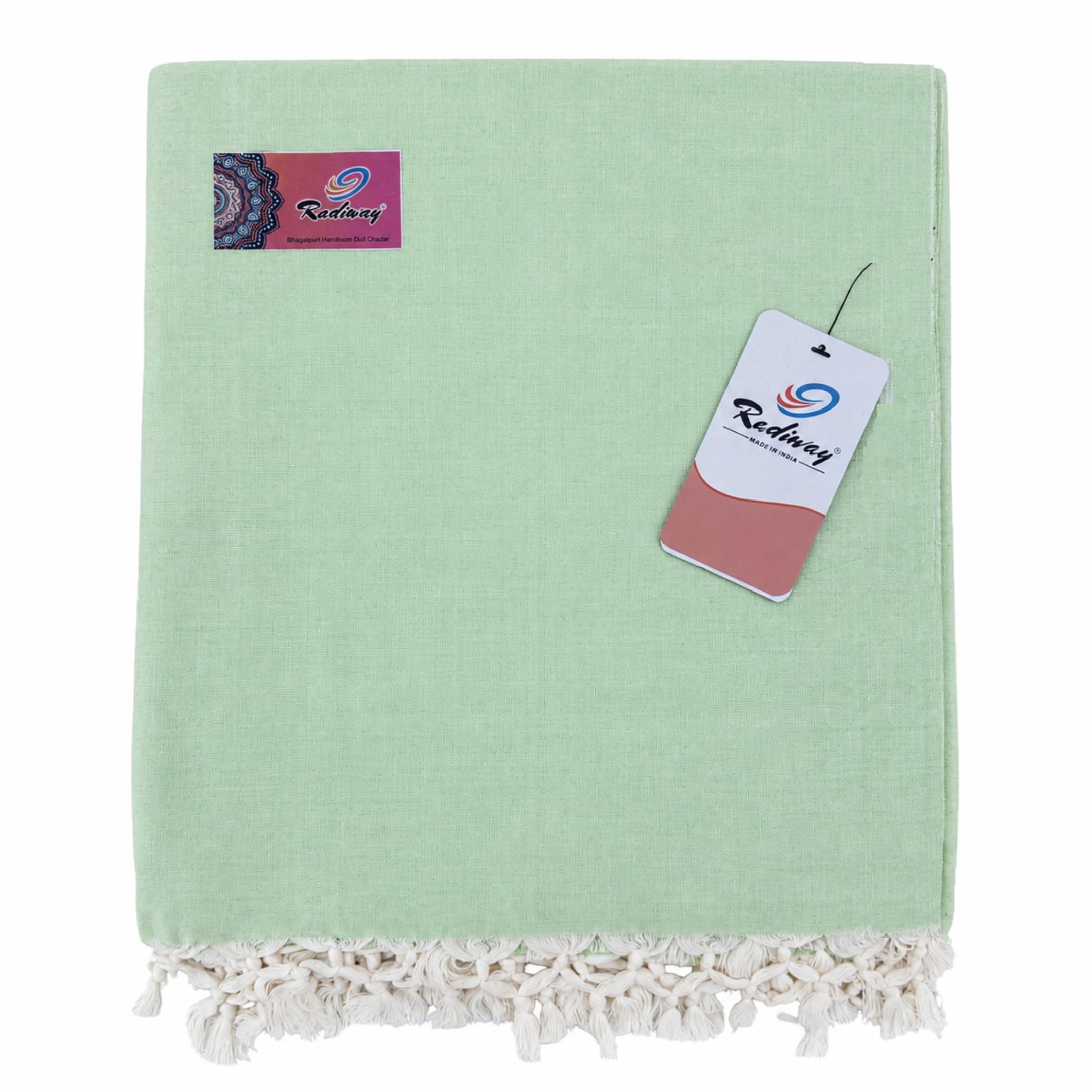 Bhagalpuri Cotton Dull Chadar - Soft, Skin-Friendly & Daily use Handloom Chadar | 200 TC | Size - 96 x 53 inches | Green - Pack of 1-image-29