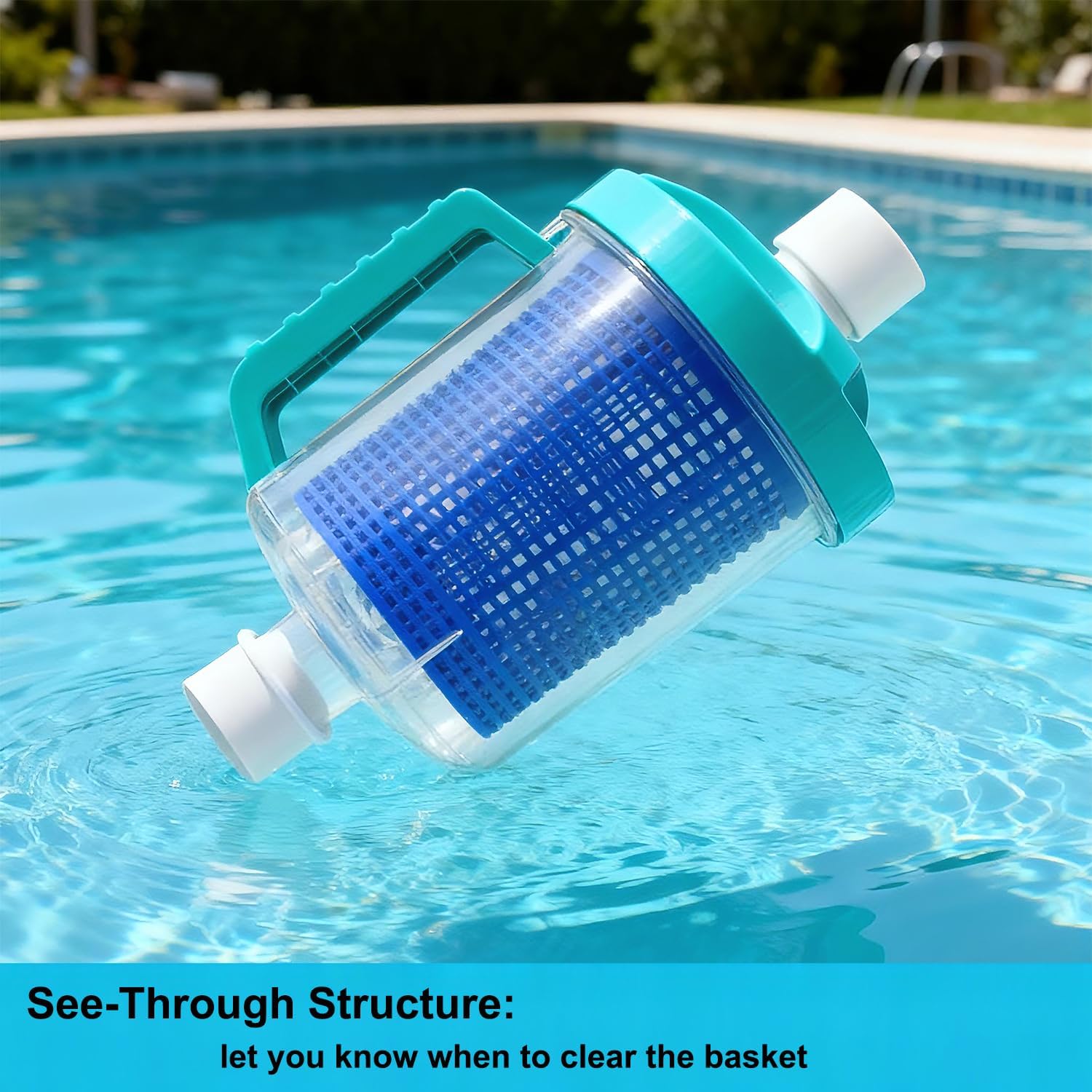 Inline Pool Leaf Canister,Pool Leaf Catcher for Pool Vacuum with 2 Skimmer Socks,for Pool Spa Swimming Pool Cleaner