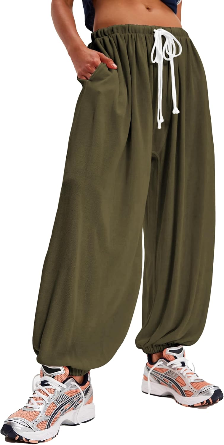 Majdan Women's Wide Leg Baggy Pants Casual Drawstring Elastic Waist Lounge Pants with Pockets - Image 7