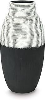 Signature Design by Ashley Tall Large Decorative Vase, Black and White