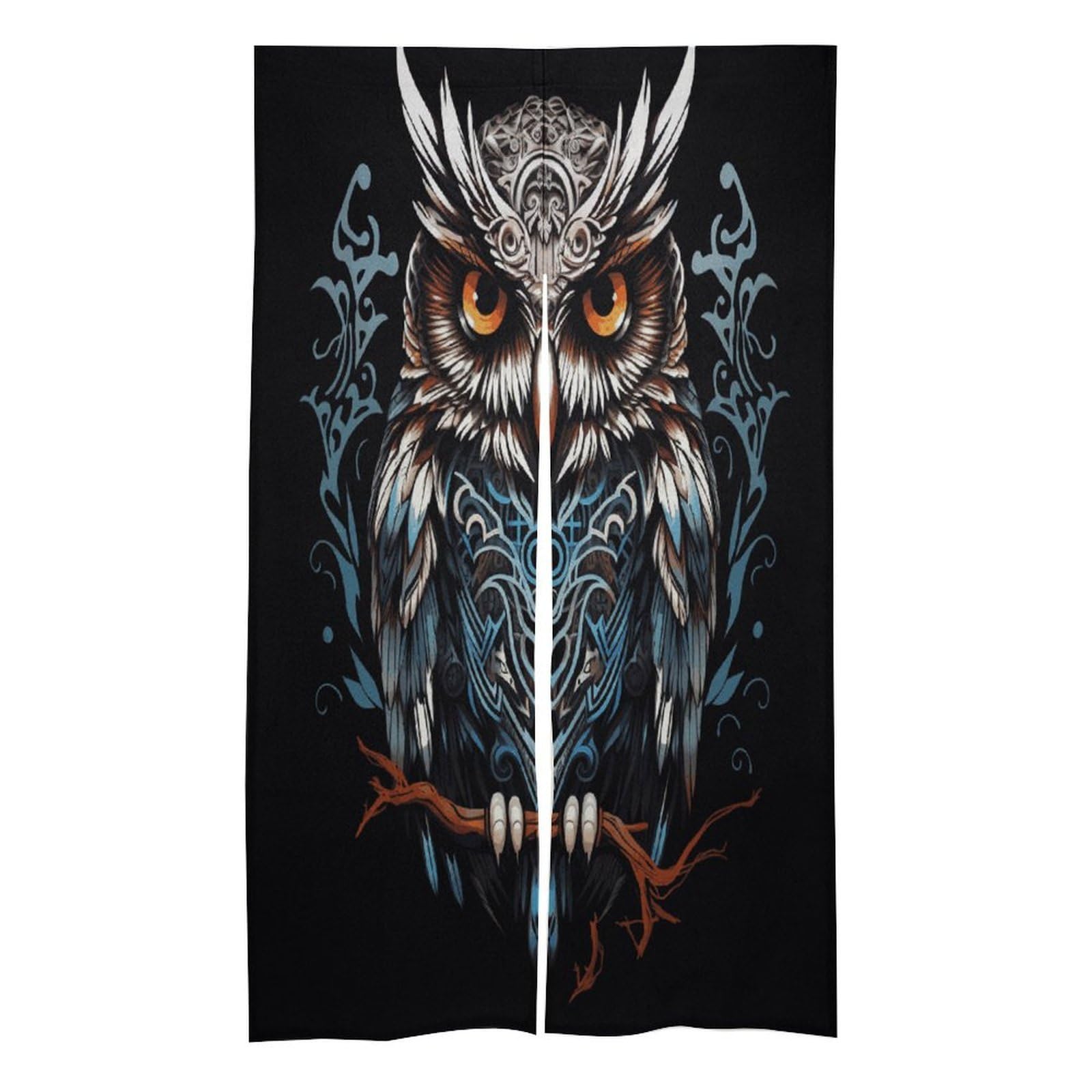 FekiLoot Owl Door Curtain for Doorway Privacy French Style Theme Blackout Curtain Splice Thermal Insulated Door Cover Rustic Room Divider Home Decoration 17W X 57L in