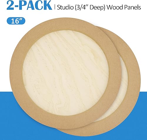Miniatura 44 de Falling in Art Kit de paneles de lona de madera de abedul redondos sin terminar, 2 paquetes de 12 pulgadas de estudio de 3/4 pulgadas de profundidad