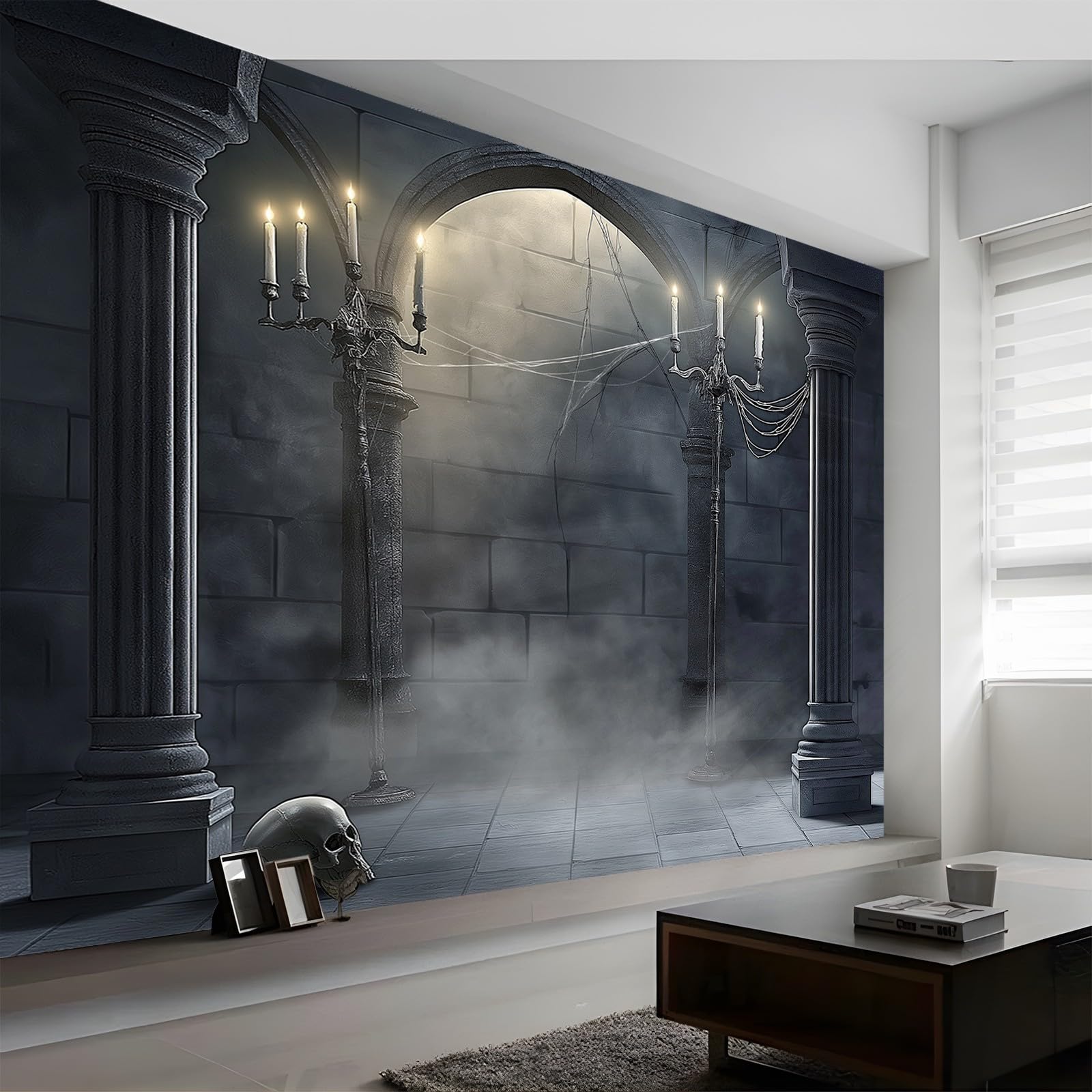 Tapeta gotycka ciemna tajemnicza czarna szara 200 x 140 cm (200 x 140 cm szer. x wys.), sztuka ścienna fototapeta sztuka ścienna do salonu sypialni pokoju dziecięcego korytarza kolorowy nadruk plakat
