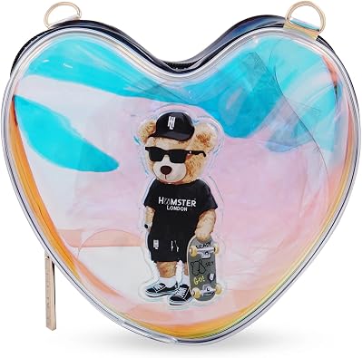 HAMSTER LONDON Ted H Heart Sling Cute and Compact Crossbody Bag for Girls & Women | Lightweight Everyday Purse - 14x13x5 cm