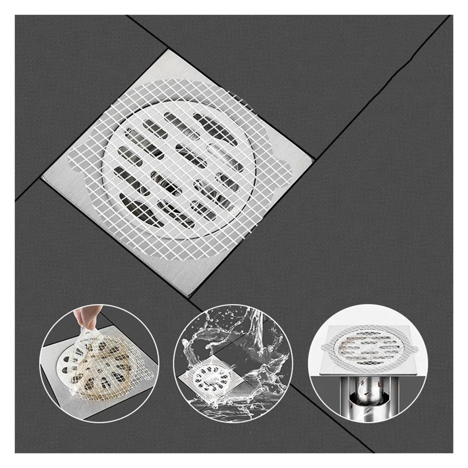Klej do odpływu podłogowego USA filtr do zlewu i odpływ prysznicowy łapacz włosów 90 110 mm 5 szt. (90 mm) skuteczny sitko do włosów łatwe wkładanie odpadów solut