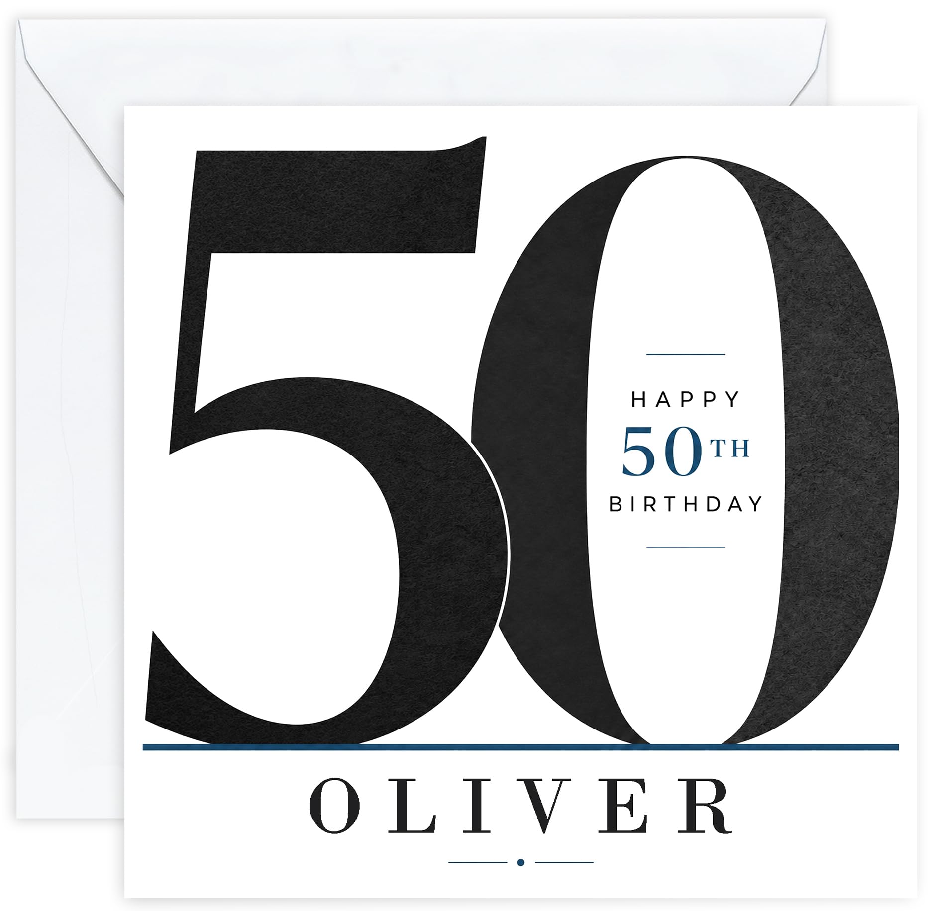 Personalised 50th Birthday Card for Him | Fiftieth Birthday Card for 50 Year Old Men | Son Brother Husband Dad Grandad Friend | Male Birthday Card with Name (Design 03)